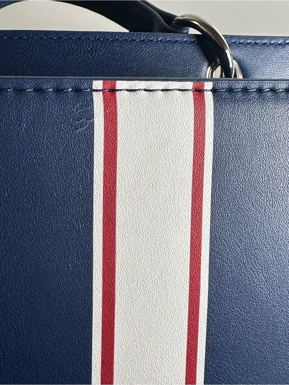 Steve Madden Bevlynn Red/White/Blue Striped Satchel Handbag Purse (Minor Flaw)